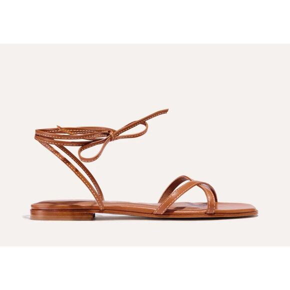 Margaux The Wrap Sandals EU 38.5 US 8.5 Brown Nappa Leather Tie Lace Up Neutral - Picture 1 of 13